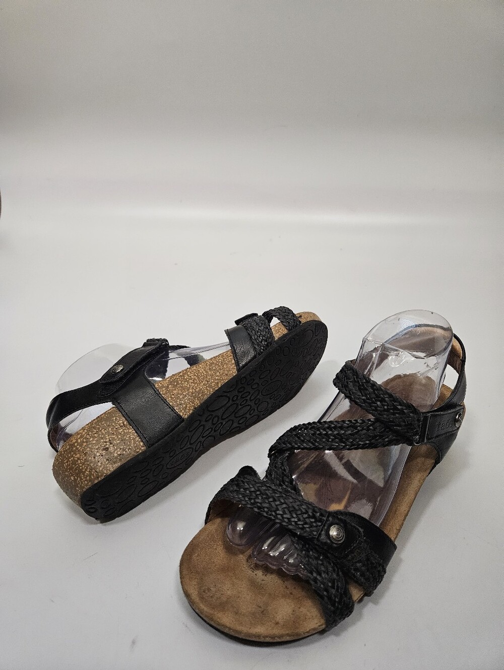 TAOS TRULIE Women Black Braided Leather Strappy Sandal Sz 10 made in spain